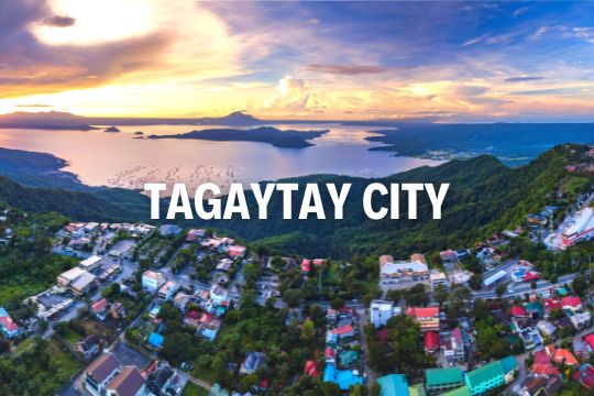 An aerial photo of Tagaytay, showing the Taal volcano and real estate houses. Tagaytay is one of the best place to live in the Philippines